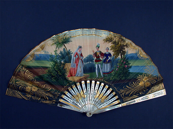 Eventail plié, style Troubadour, France, 1835-1840<br/> &copy;  madd Bordeaux - L. Gauthier