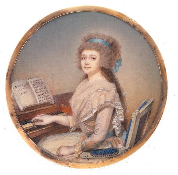 The Countess of Balbi sitting at the pianoforte, by Nicolas Le François, 1788.<br/> &copy; madd Bordeaux - Maurice Aeschimann