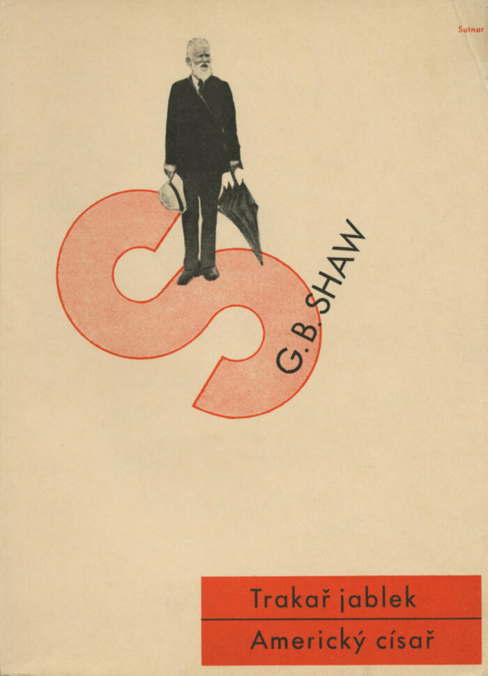 Ladislav Sutnar, front cover for "Trakař jablek, Americký císař" by George Bernard Shaw<br/> - Pierre Ponant Collection  - Ed. Družstevní práce, Prague, 1932